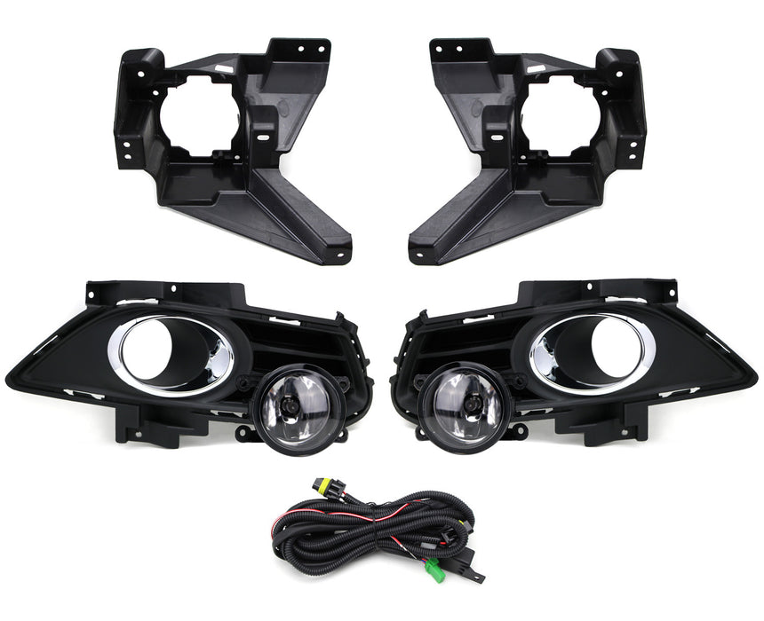 Complete Clear Lens Fog Light Kit w/ Bezel Covers, Wirings For 13-16 Ford Fusion