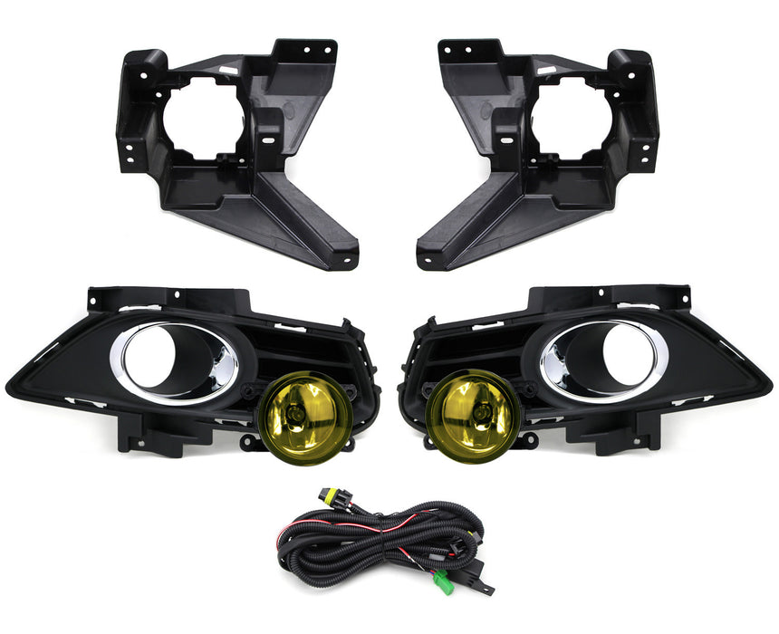 Complete Yellow Lens Fog Light Kit w/Bezel Covers, Wirings For 13-16 Ford Fusion