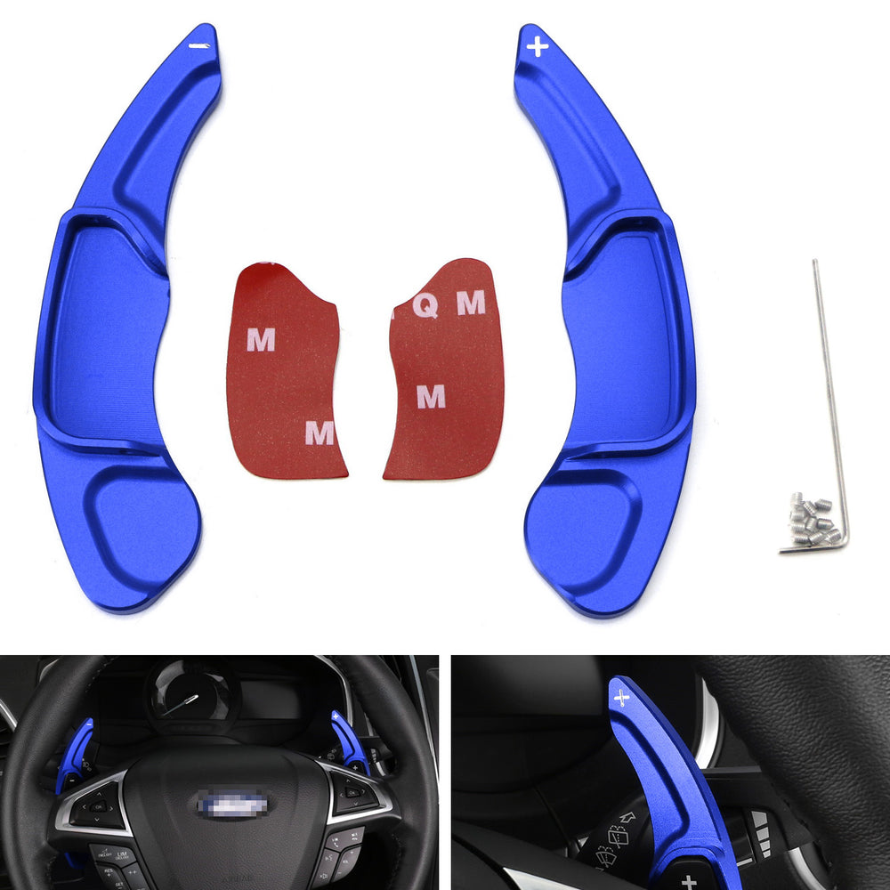 Blue CNC Billet Steering Wheel Paddle Shifter Extension For Ford Fusion Edge,MKX