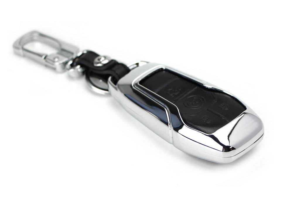 Chrome Alloy Metal Key Fob Shell Cover For Ford Lincoln 4/5 Button Smart Key