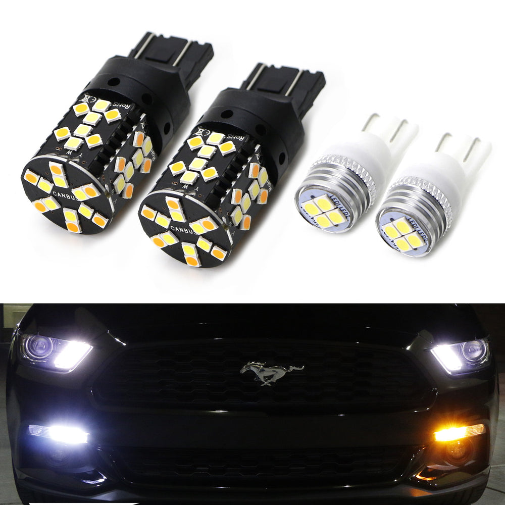 Switchback LED Turn Signal Light Bulbs w/ LED Parking Lights For 2015-17 Mustang