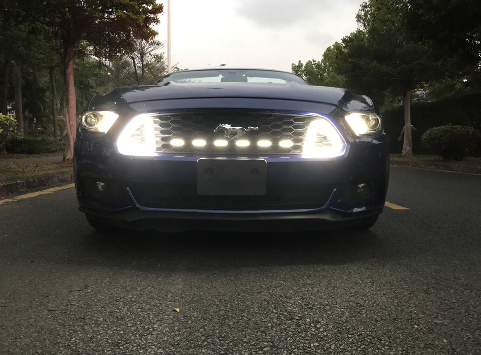 Add-On White LED Front Grille Mount Accent Daytime Lights For 15-17 Ford Mustang