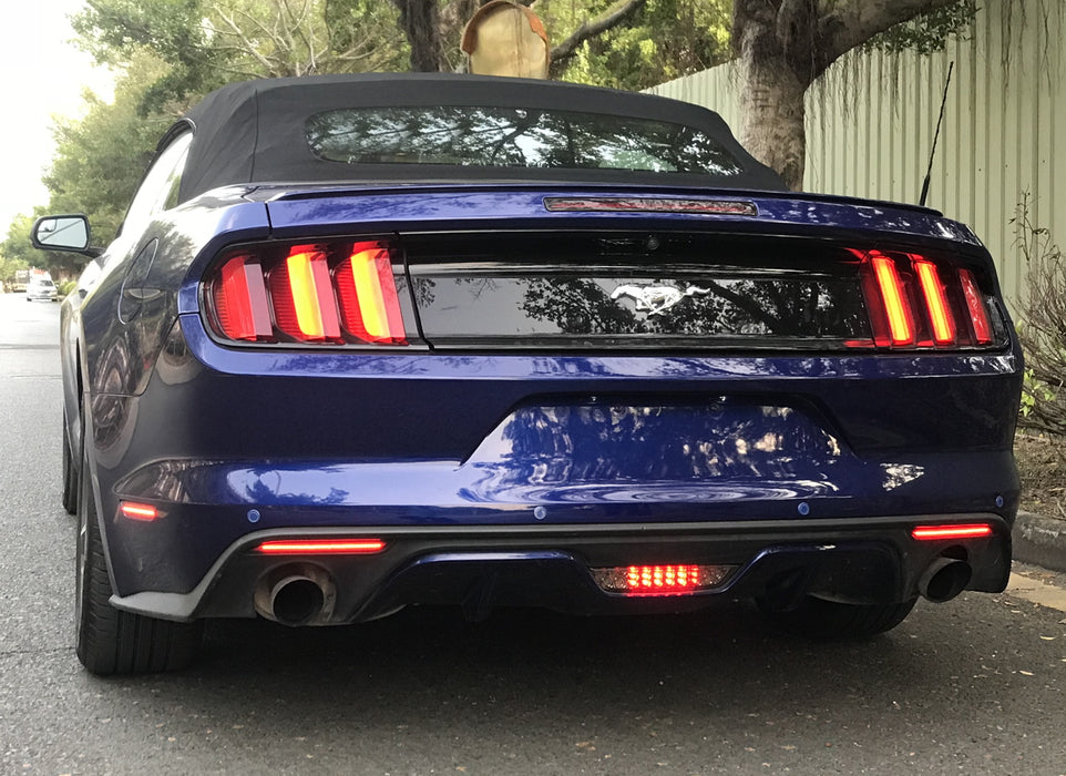 Smoked Lens 36-SMD Red LED Bumper Reflector Lights For 2015-2017 Ford Mustang