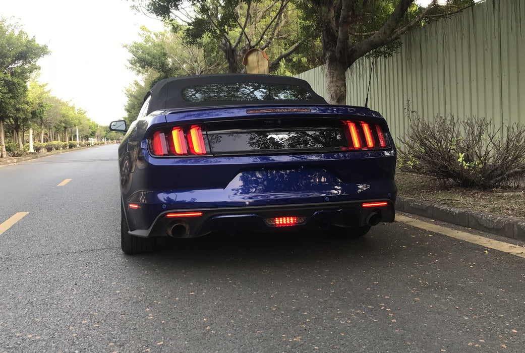 Smoked Lens 36-SMD Red LED Bumper Reflector Lights For 2015-2017 Ford Mustang