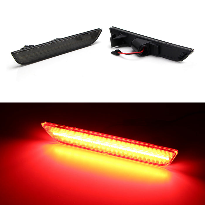 Smoked Lens LED Rear Side Marker Lamps w/ Red LED Lights For 10-14 Ford Mustang