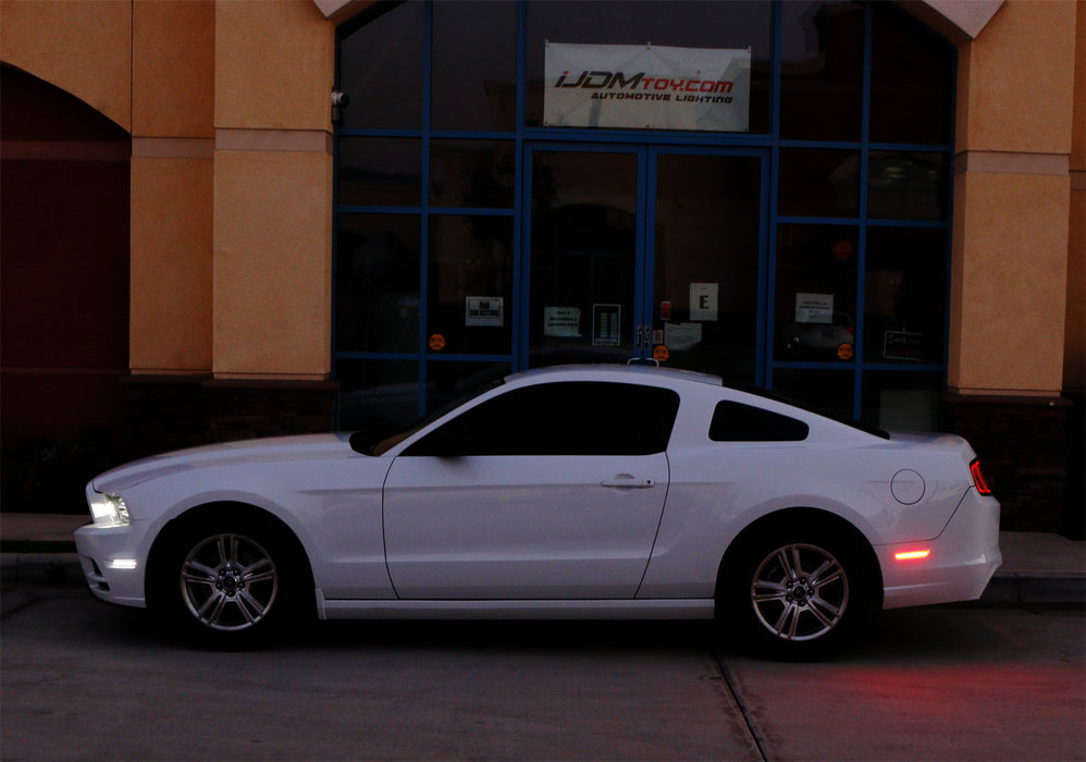 Smoked Lens White/Red Front/Rear LED Side Marker Lights For 10-14 Ford Mustang