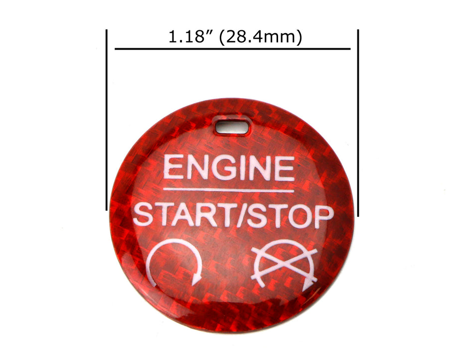 Red Carbon Fiber Keyless Engine Push Start Button Cover For 2015-22 Ford Mustang