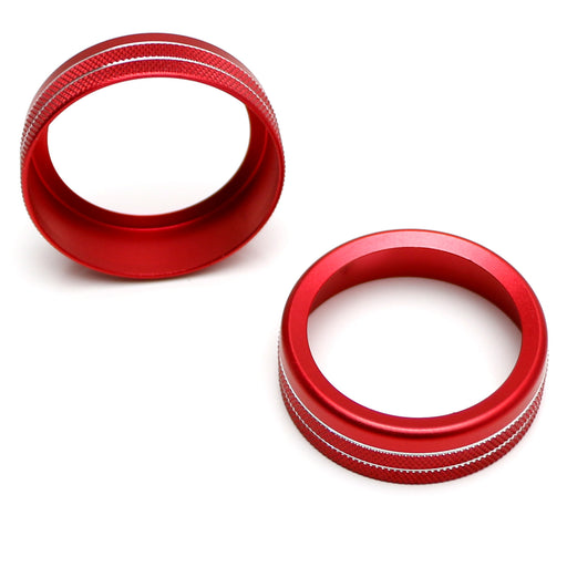 2pcs Red Stereo Audio Vol Control Switch Knob Ring Covers For 15-23 Ford Mustang