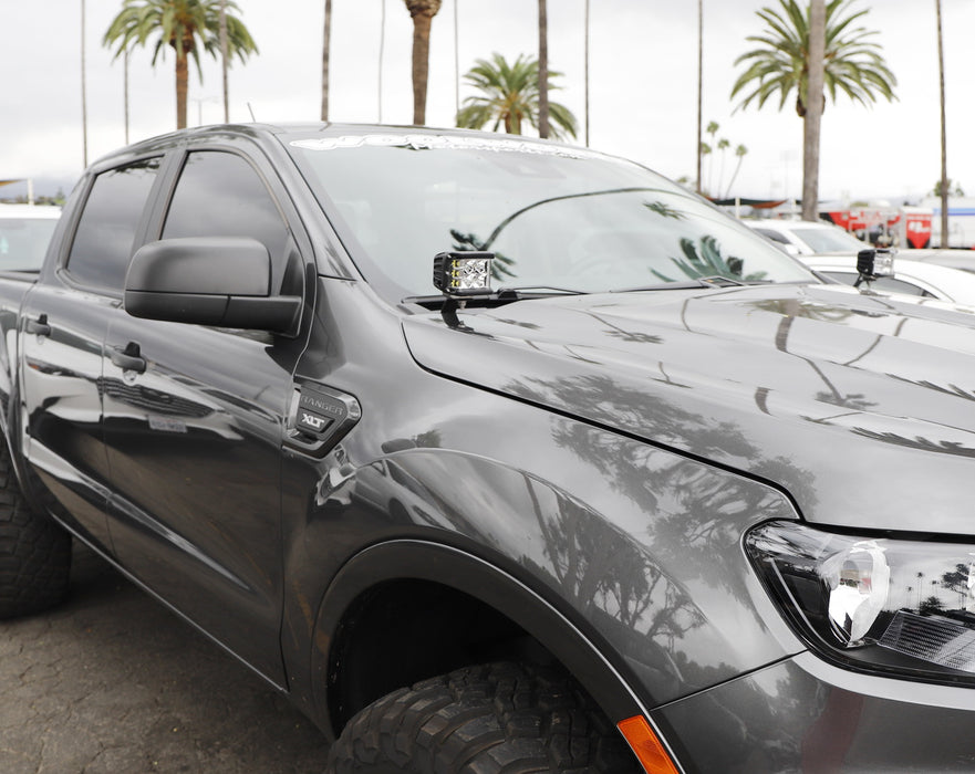 White LED A Pillar Driving Lights w/Amber Strobe Feature For 2019-up Ford Ranger