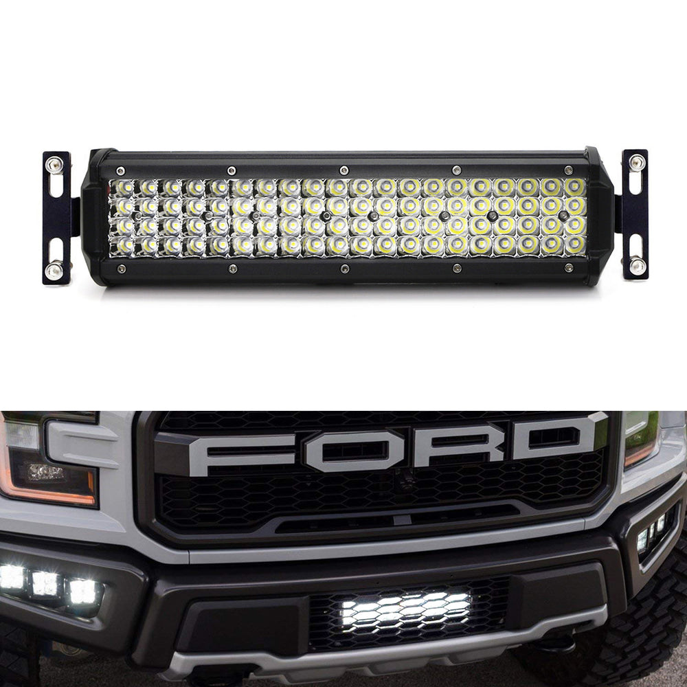 Behind Lower Grille Mount 12-Inch 80-LED Light Bar Kit For 2017-20 Ford Raptor