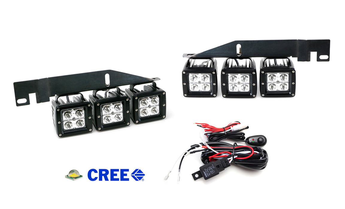 120W Triple LED Fog Light Kit w/Lower Bumper Bracket/Wirings For 17-20 Raptor