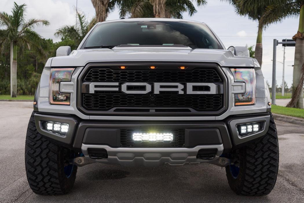 120W Triple LED Fog Light Kit w/Lower Bumper Bracket/Wirings For 17-20 Raptor