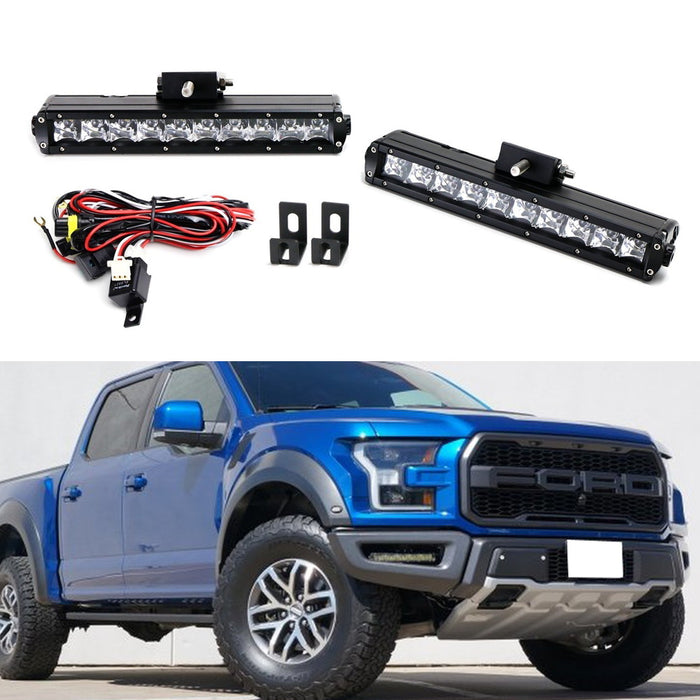 100W CREE LED Light Bar Fog Lamp Kit w/ Lower Bumper Bracket For 17-20 Raptor