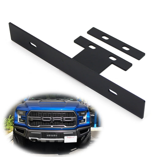 No-Drill Tow Hook Mount Front License Plate Relocator Bracket For Ford Raptor