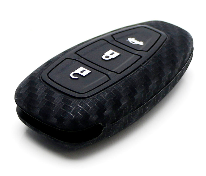 Carbon Fiber Soft Silicone Key Fob Cover For Ford 11-17 Fiesta, 12-17 Focus, etc