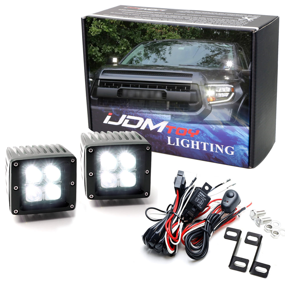 40W CREE LED Pod Light Kit w/ A-Pillar Brackets, Wirings For 07-21 Toyota Tundra