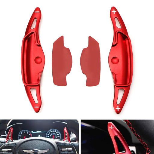 Red CNC Billet Steering Wheel Paddle Shifter Extension For 18-up Genesis G70 4DR