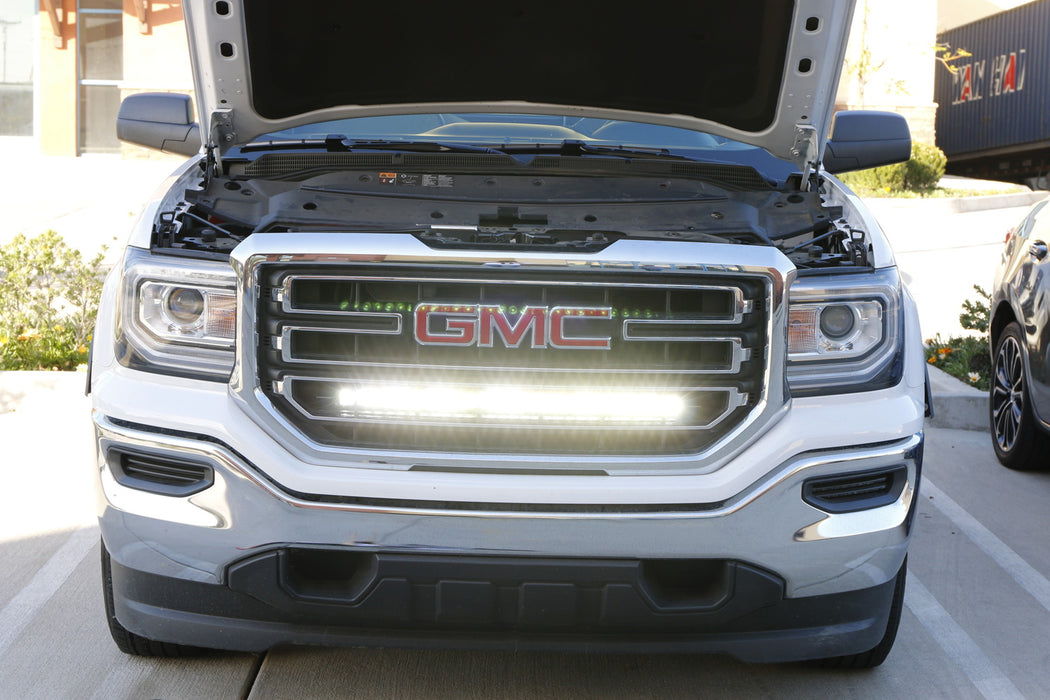 150W 30" CREE LED Light Bar w/Behind Grille Bracket, Wiring For 14-18 GMC Sierra