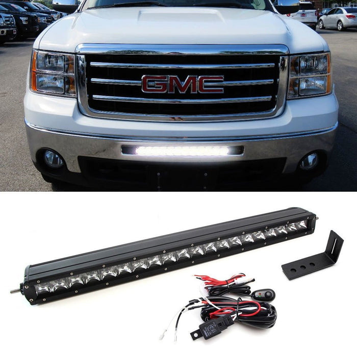 100W 20" LED Light Bar w/ Lower Bumper Bracket, Wiring For GMC 1500, 2500/3500HD