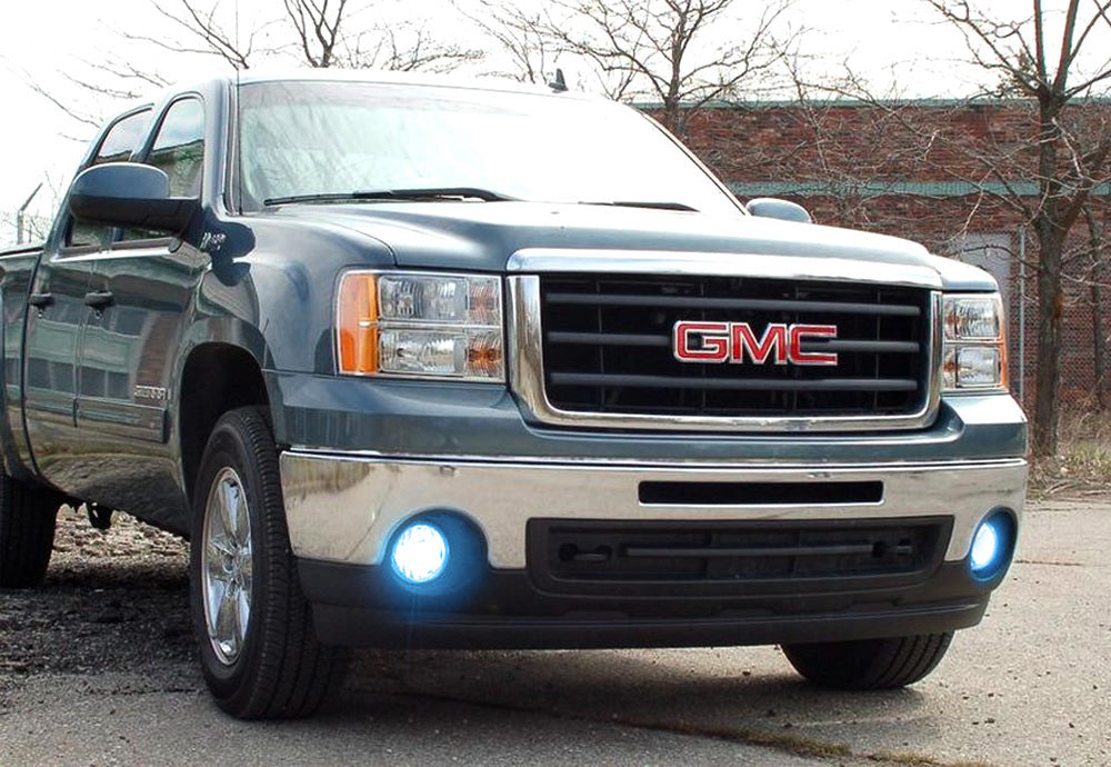 OEM-Spec Clear Lens Fog Light Kit w/ Ice Blue SMD LED Bulbs For 07-13 GMC Sierra