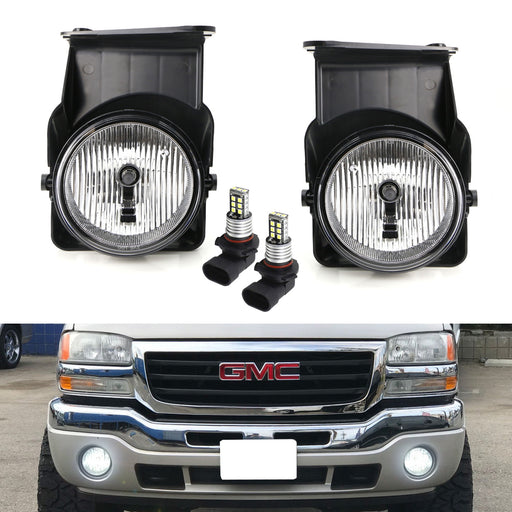 OEM-Spec Clear Lens Fog Light Kit w/ White 15-SMD LED Bulbs For 03-06 GMC Sierra