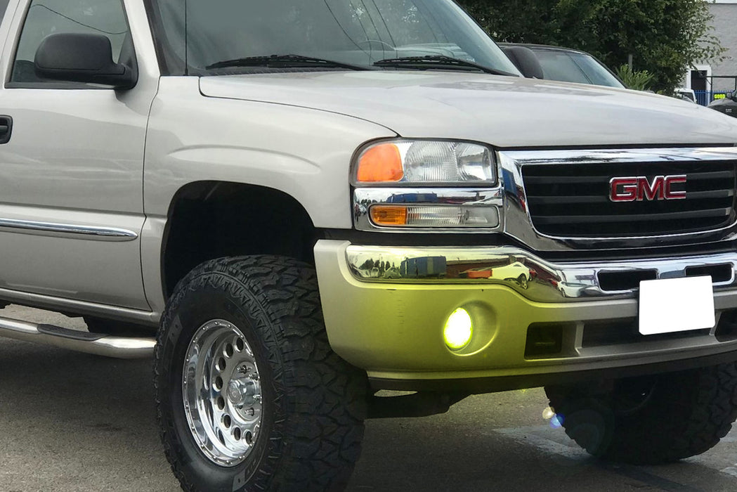 Clear Lens Fog Lamps w/ 2500K Selective Yellow LED Bulbs For 2003-06 GMC Sierra