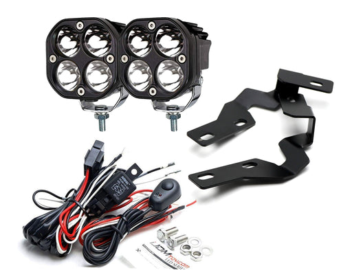 White LED Ditch Light Kit w/ A-Pillar Mount Bracket/Relay For 10-23 Lexus GX460