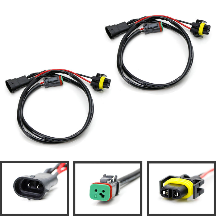 36" H11 H8 Factory Fog Lamp Extension w/ DTP Connectors For Off-Road LED Lights