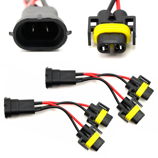 Pair H11/H8 2-Way Splitter Wires For Headlight/High Beam Quad/Dual Projectors