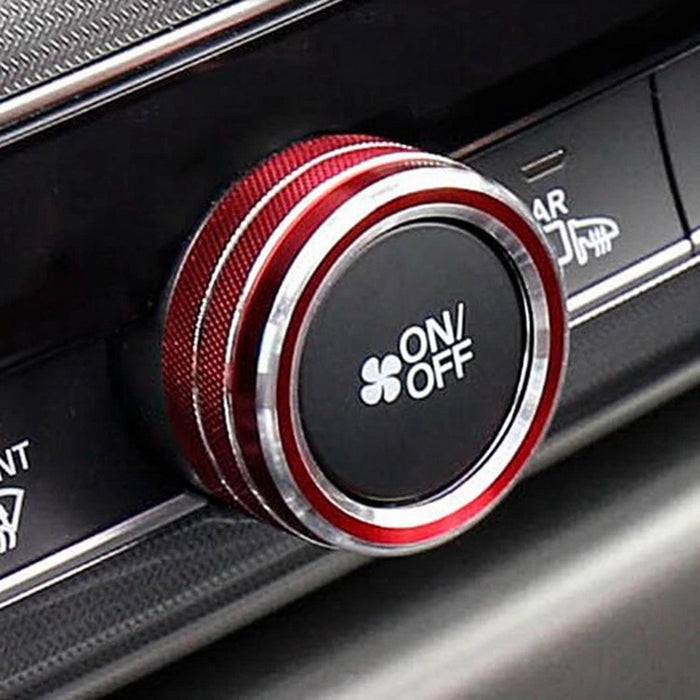 3pcs Sport Red AC Climate Control Switch Knob Ring Covers For 18-22 Honda Accord