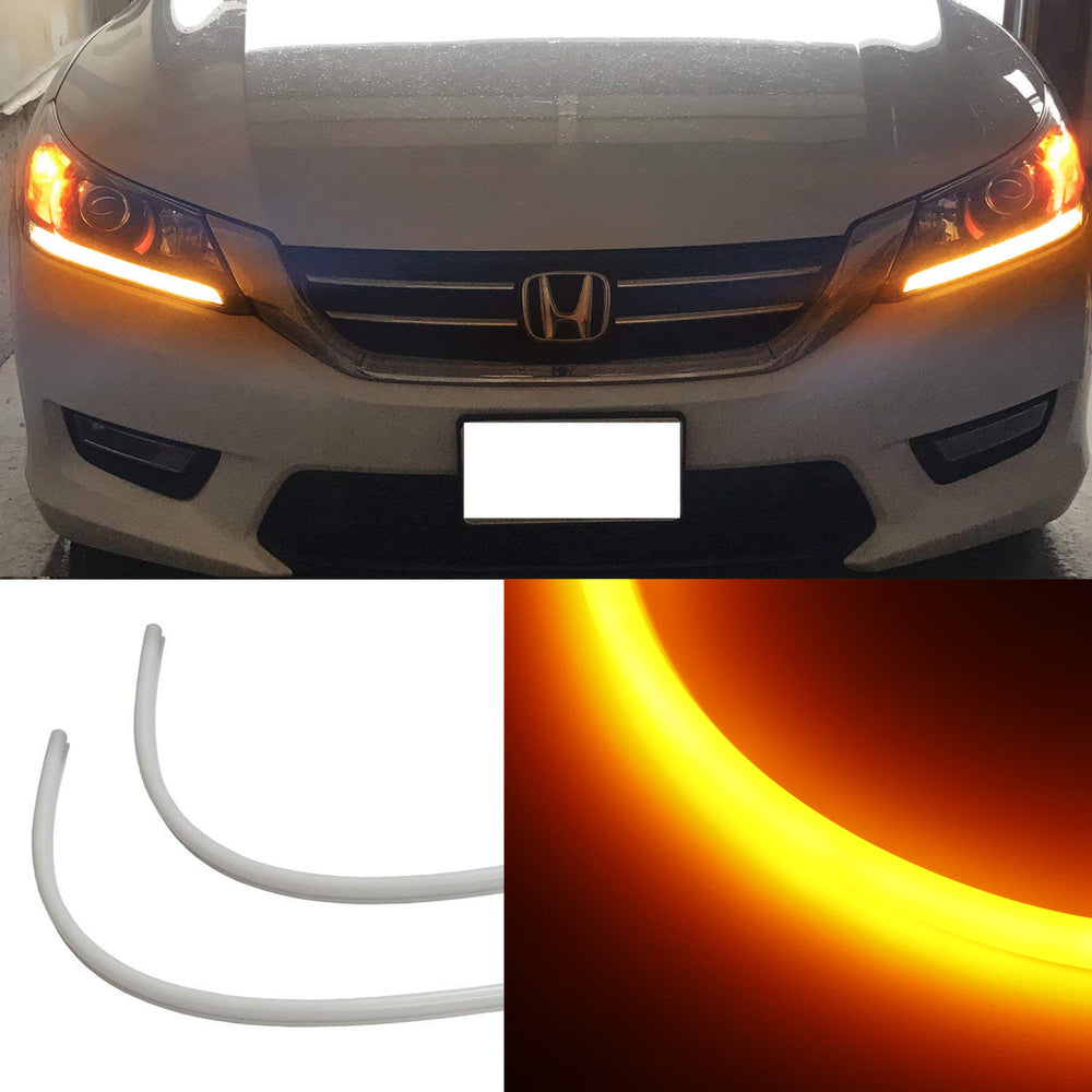 Even Illuminating Headlight Amber LED DRL Lights Retrofit For 13-15 Accord Sedan