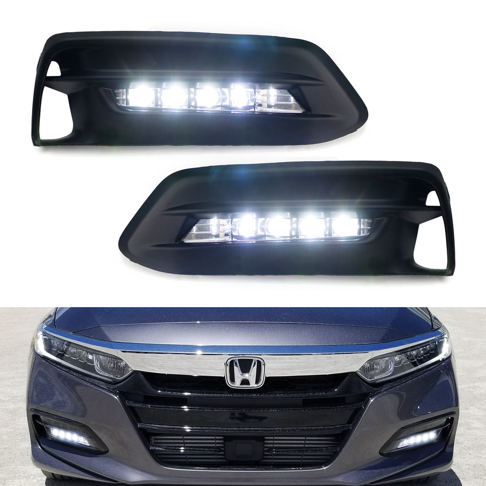 OEM Spec 15W White LED Fog Light Kit with Bezel/Wiring For Honda Accord Sedan