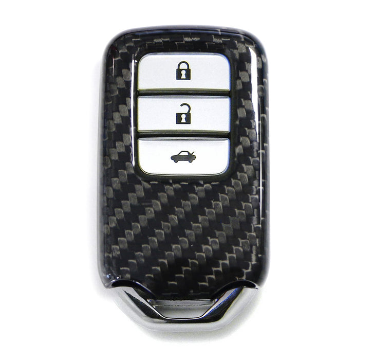 Black Carbon Fiber Key Fob Shell Cover For Honda Accord Crosstour CR-V HR-V FIT