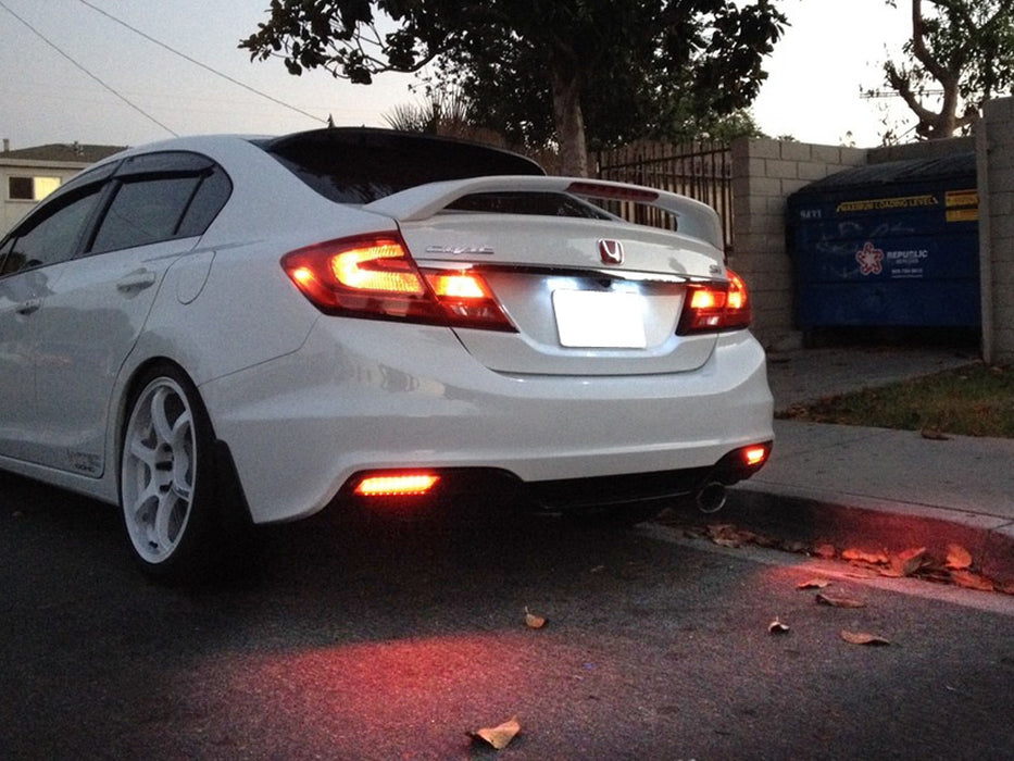 Smoke Lens 60-SMD LED Bumper Reflector Marker Lights For 13-15 Honda Civic Sedan