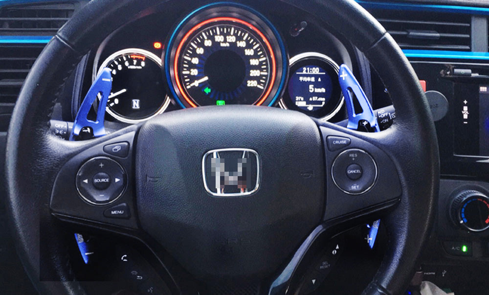 Blue Large Steering Wheel Paddle Shifter Extension For Honda HRV Vezel, FIT JAZZ