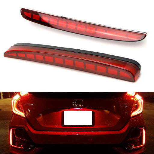 Red Lens Full LED Bumper Reflector Tail & Brake Lights For 2017-21 Honda Civic