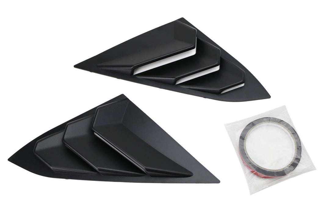 Black Racing Style Rear Side Window Scoop Air Vent/Louver For 16-21 Civic Sedan