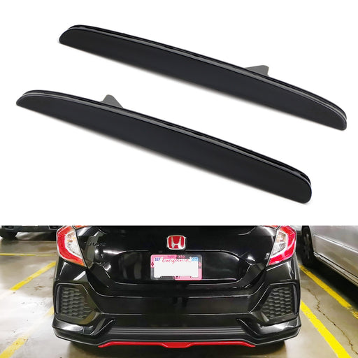 OEM-Spec Smoked Lens Rear Bumper Reflectors For 17-21 Civic Hatchback, SI Sedan