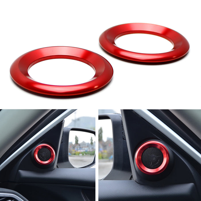 Red Upper Side Door Speaker Surrounding Ring Decoration For 2016-21 Honda Civic