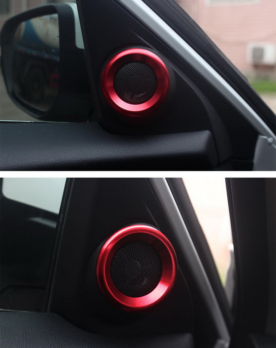 Red Upper Side Door Speaker Surrounding Ring Decoration For 2016-21 Honda Civic