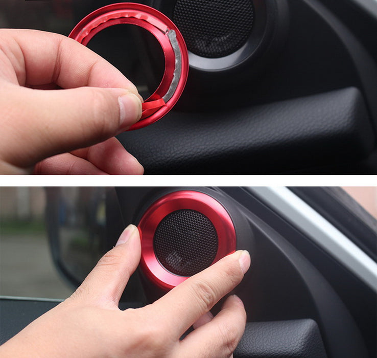 Red Upper Side Door Speaker Surrounding Ring Decoration For 2016-21 Honda Civic