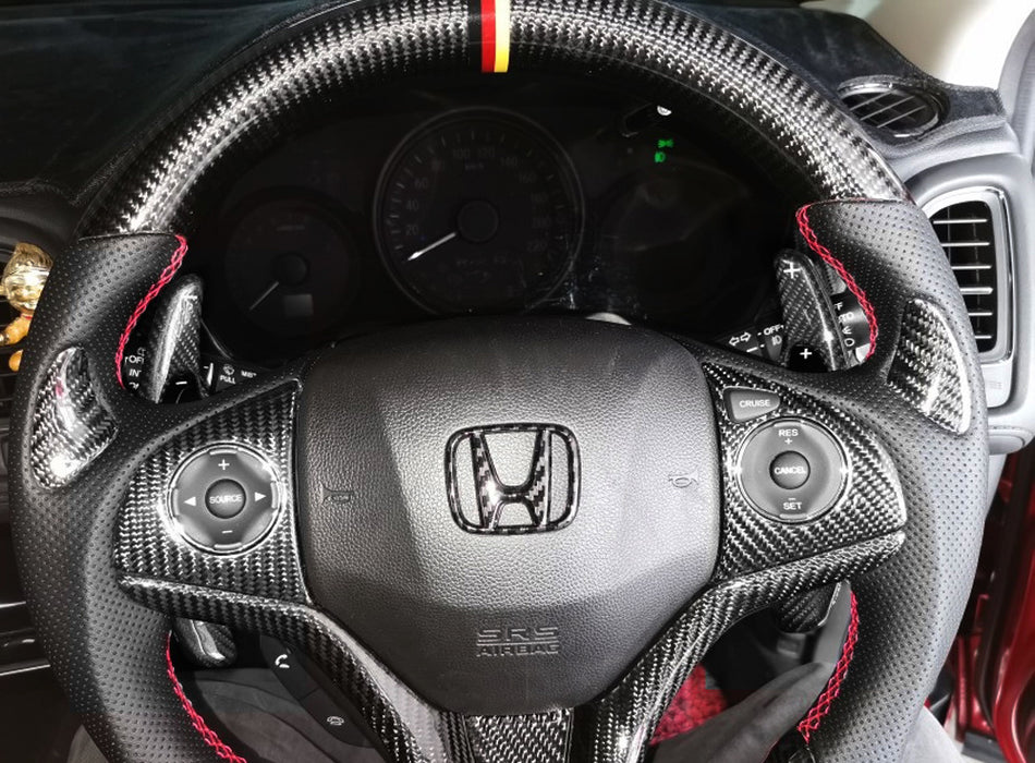 Black Carbon Fiber Steering Wheel Paddle Shifter Extension For Honda HRV, FIT