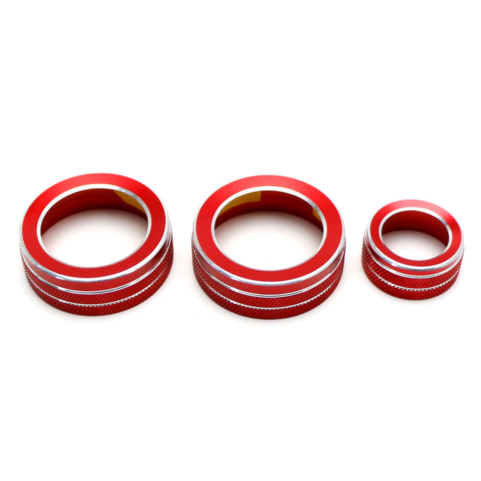 3pcs Sports Red AC Climate Control Switch Knob Ring Covers For 17-22 Honda CR-V