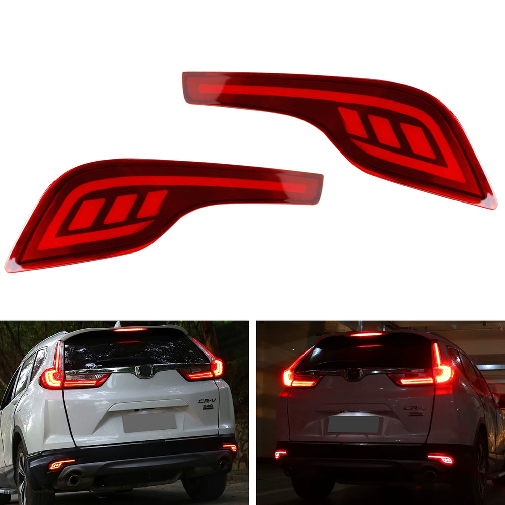 Red Lens Full LED Rear Bumper Reflector Tail/Brake Lights For 2017-19 Honda CR-V