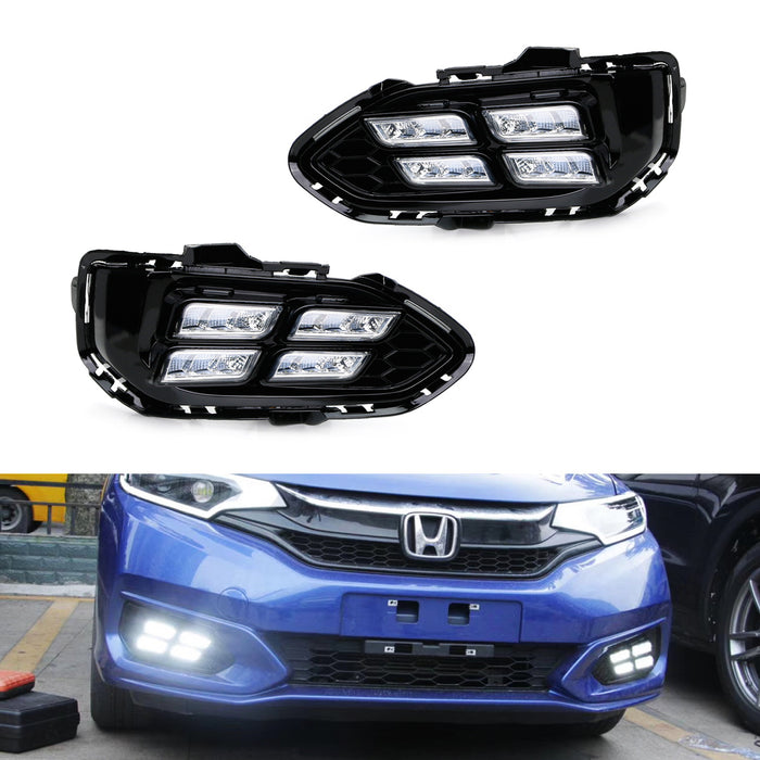 Exact Foglamp Location Fit White LED Daytime Running Lights For 18-20 Honda Fit