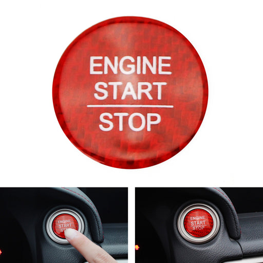 Red Carbon Fiber Keyless Engine Push Start Button Cover For Honda Accord Civic..