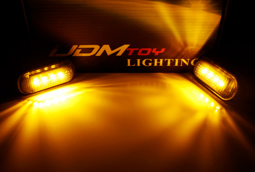 Smoked Lens Front Fender 4-SMD Amber LED Side Marker Lights For Honda S2000 S2K