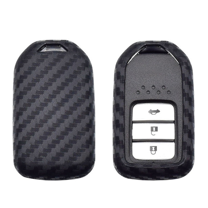 Carbon Fiber Soft Silicone Key Fob Case For Honda Accord Civic Crosstour HRV FIT