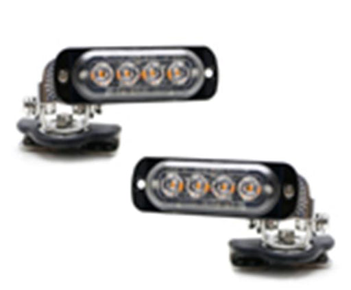 Amber 4-LED Hook Two Corner Mount Strobe Warning Light Kit For All Truck SUV Car