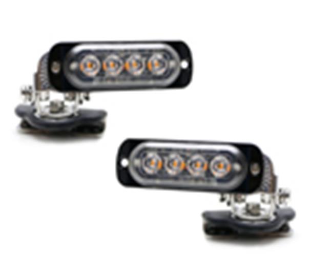 Amber/White 4-LED Hook Two Corner Mount Strobe Warning Lights For Truck SUV Car